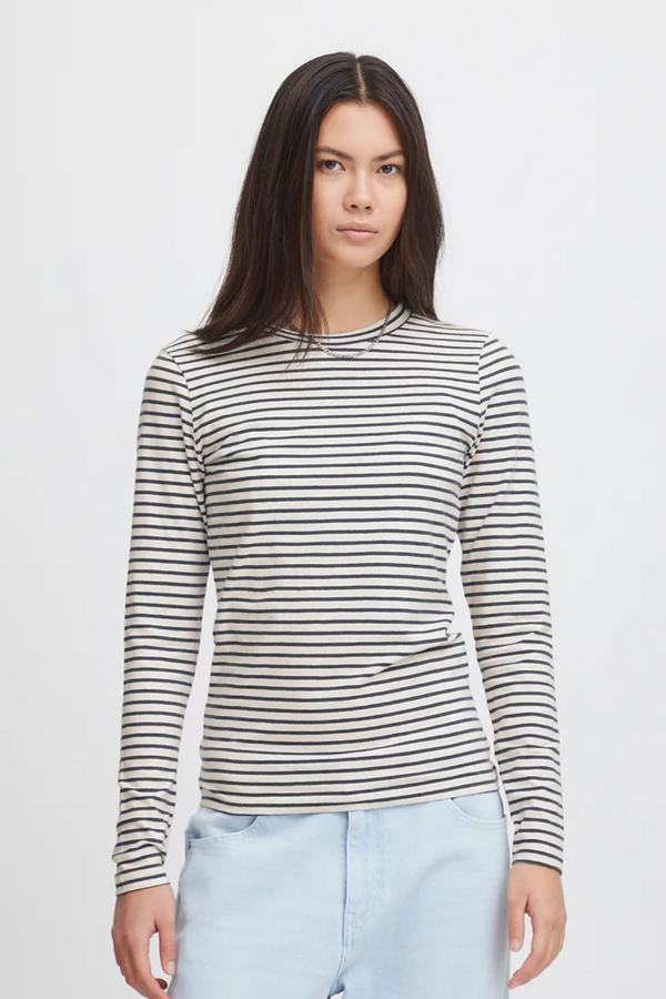 Navy and White Mira Long Sleeve Top