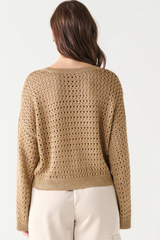 Copper Crochet Knit Long Sleeve Sweater