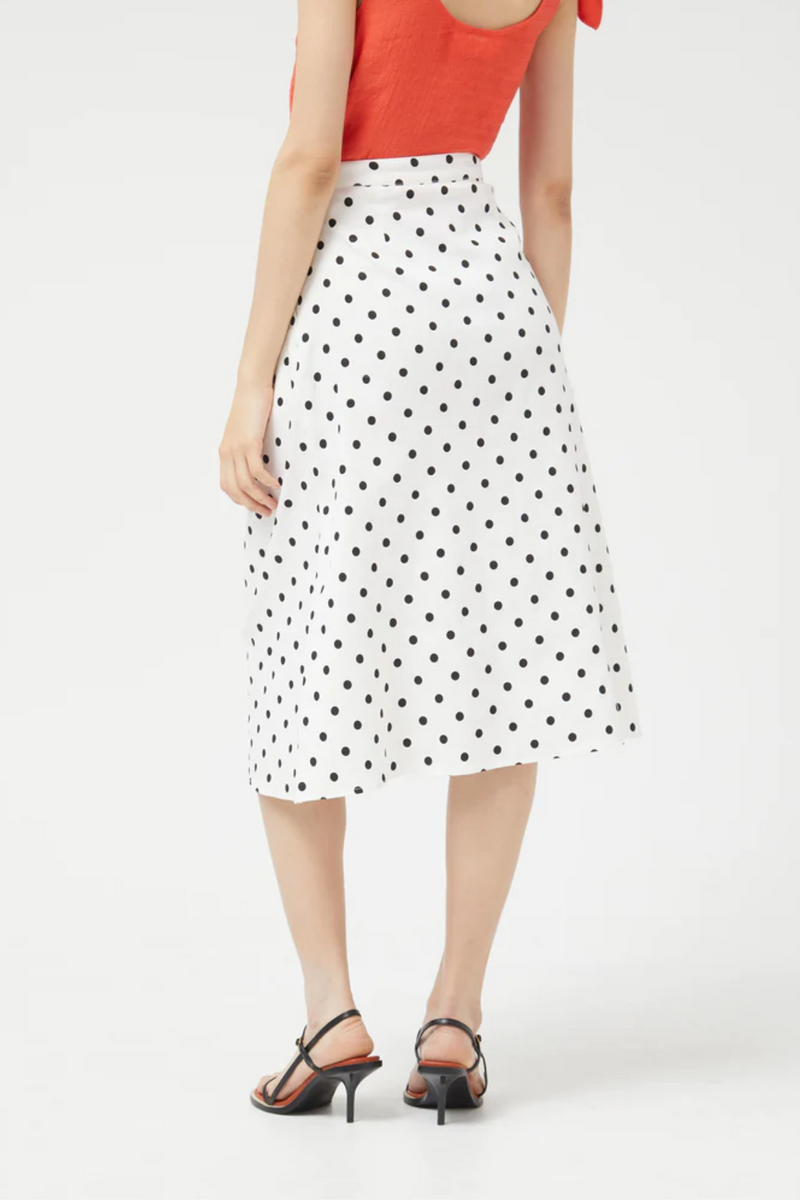 White denim polka dot skirt sales