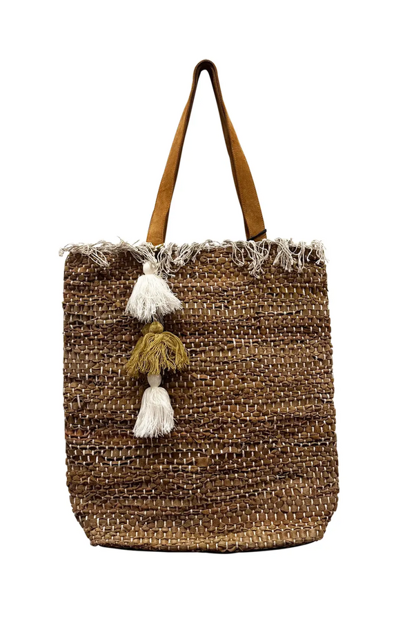 Cotton Leather Weave Classic Tote Bag