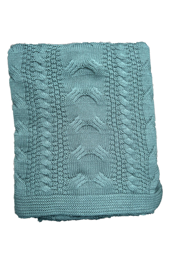 Teal Cable Knit Throw Blanket