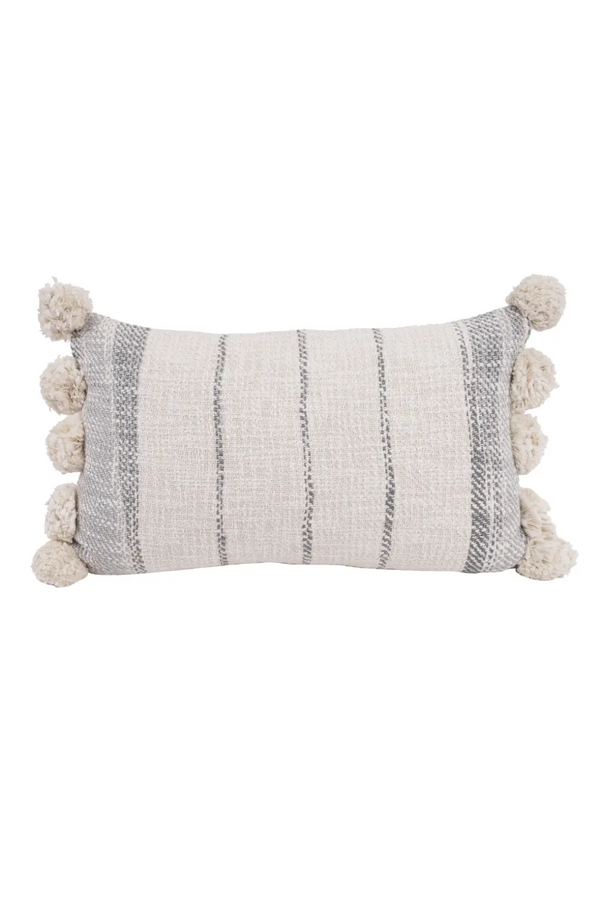 Natural and Grey Handwoven Throw Pillow Cover