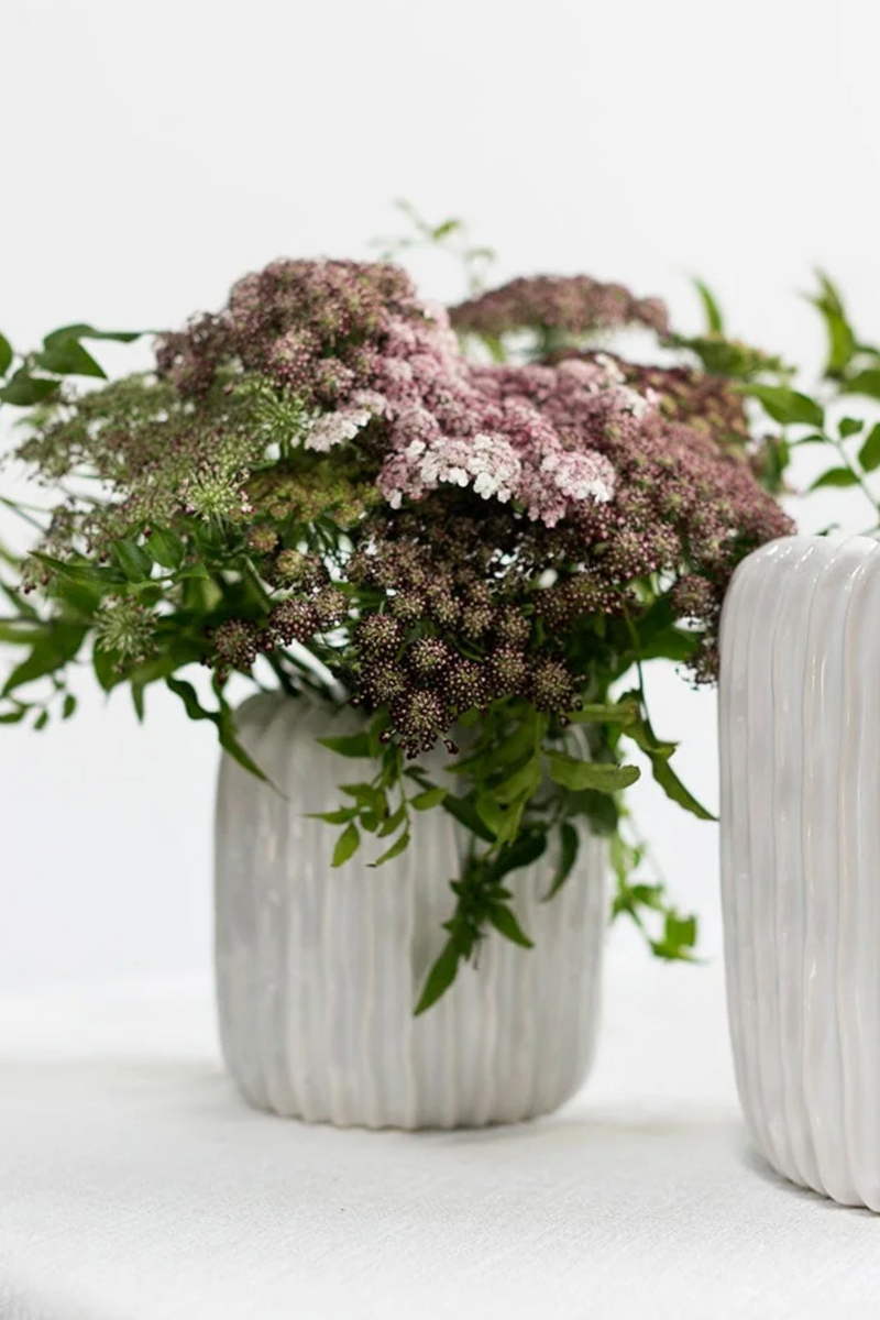 White Vertical Stripe Pattern Haven Vase