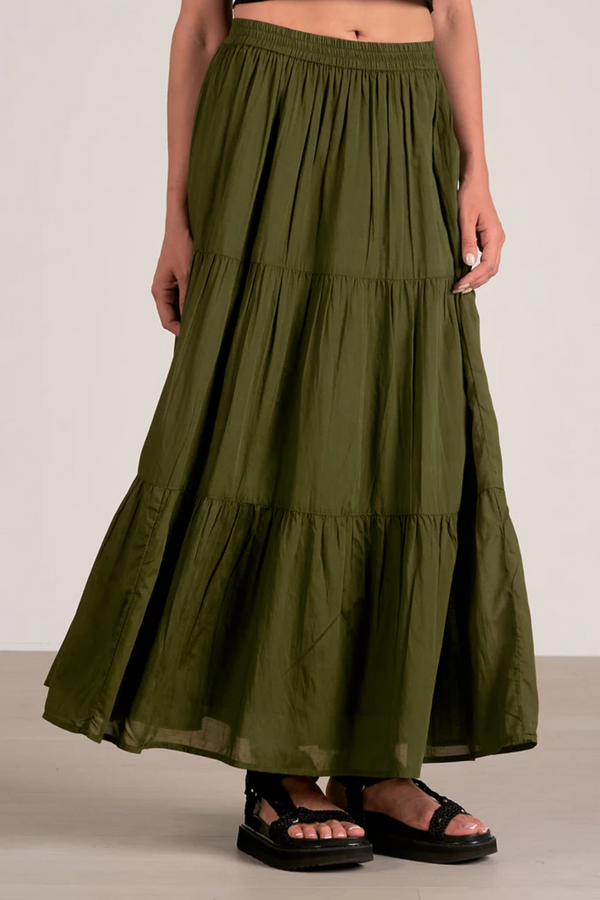 Olive Maxi Tiered Skirt