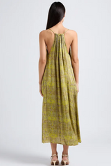 Yellow Print Halter Dress
