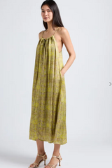 Yellow Print Halter Dress
