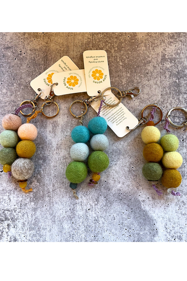 Hand Macrame Felt Ball Keychains