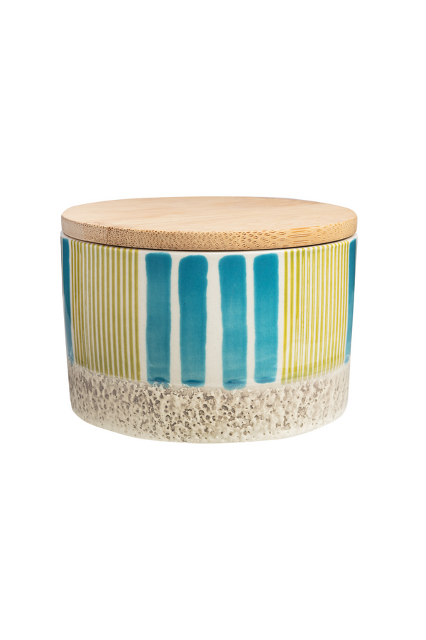 Turquoise Stripe Storage Canister