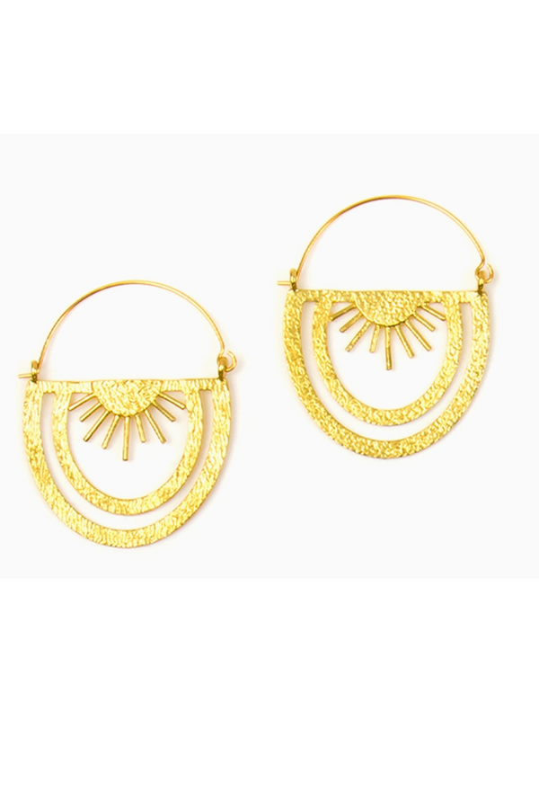 Brass Rainbow Rays Hoop Earrings