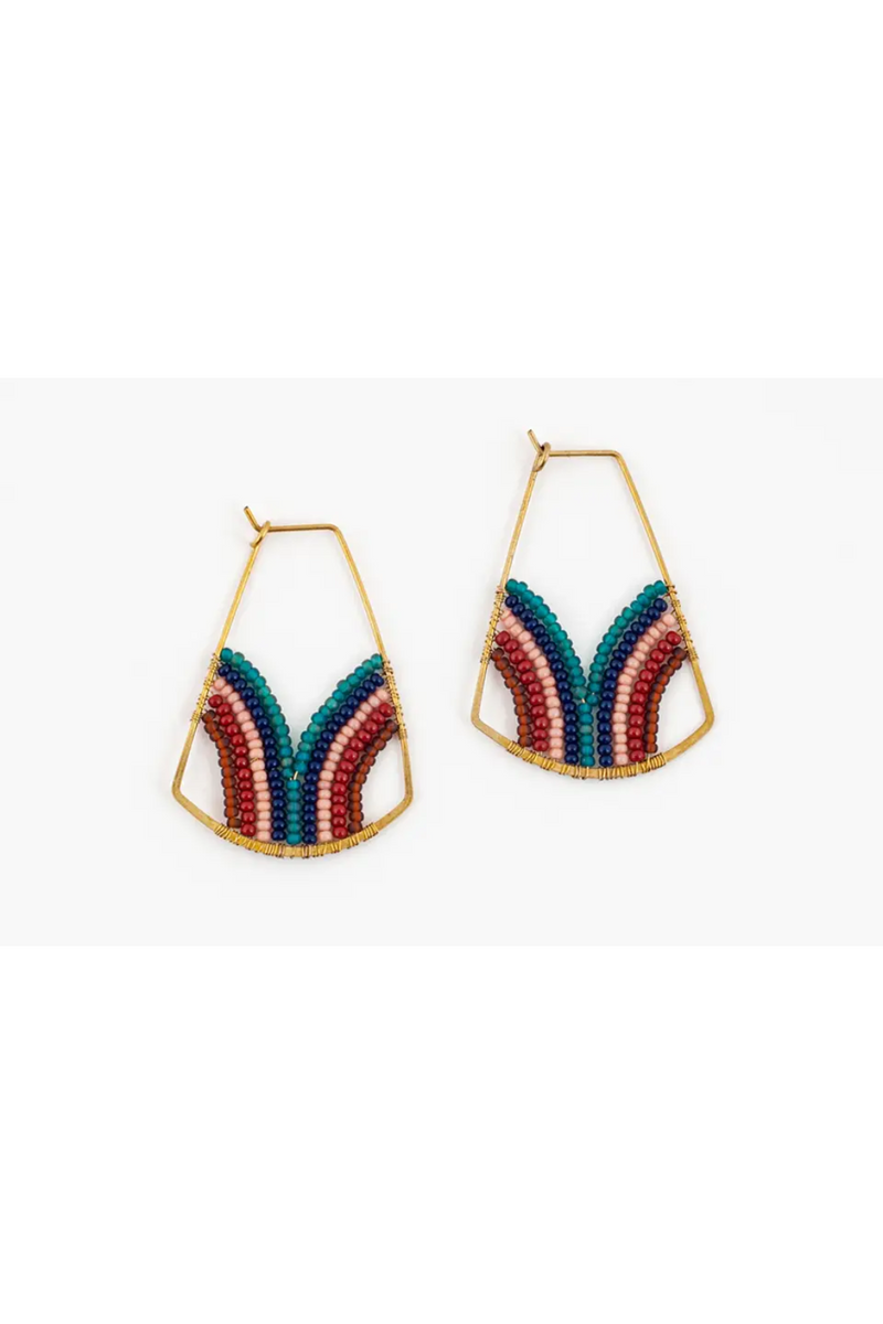 Deep Multi  Wellspring Beaded Hoop Earrings