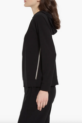 Black Julia Stretch Crepe Long Sleeve Hoodie