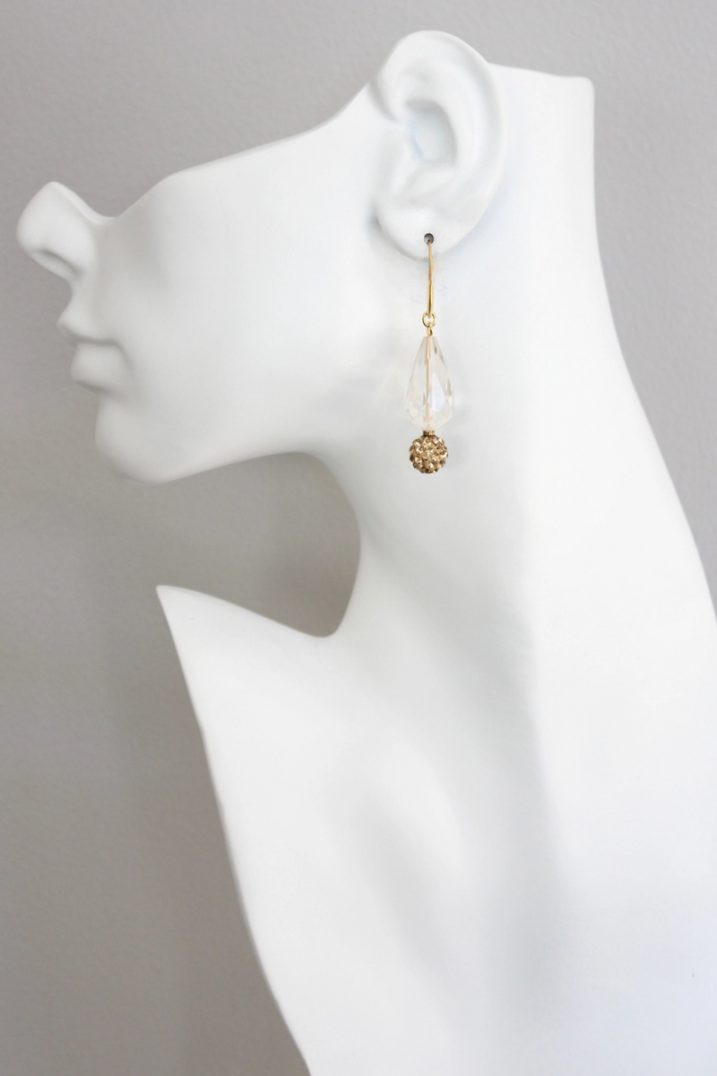 Crystal and Topaz Glass Earrings