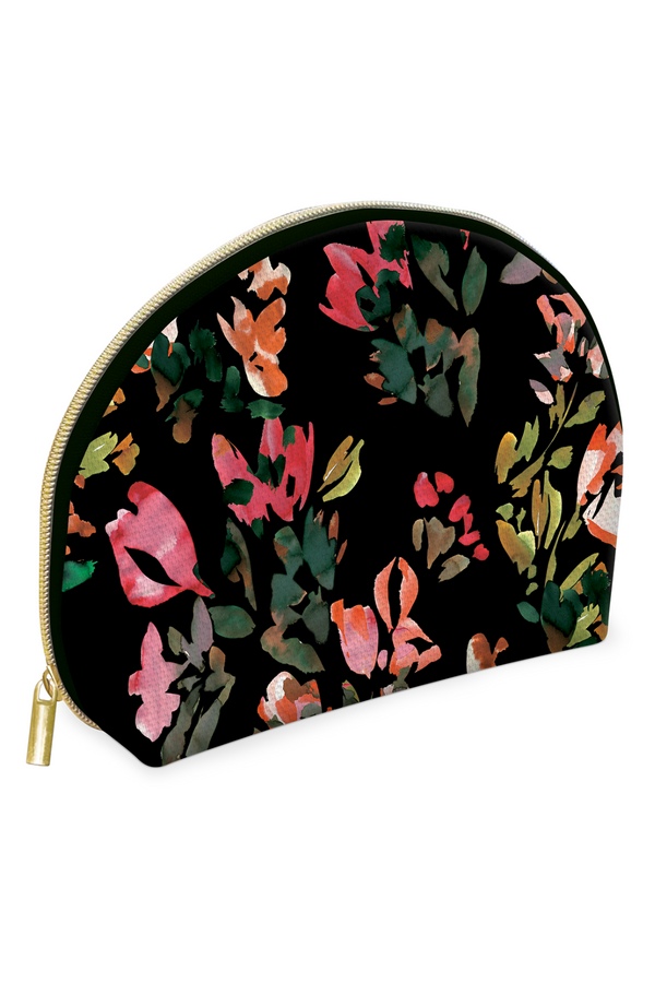 Hazy Florals Black Cosmetic Bag