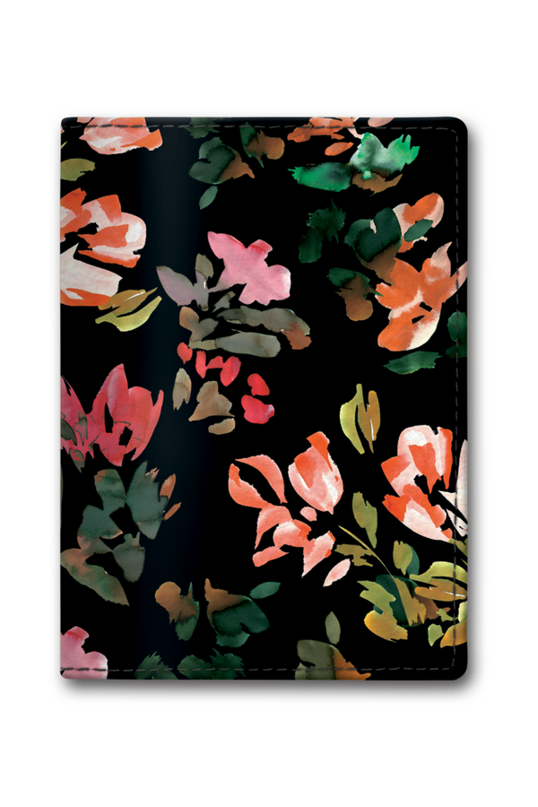 Hazy Florals Black Passport Cover