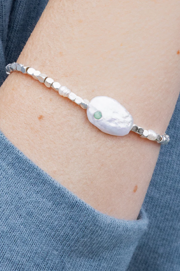 Courage/Silver Pearl Affirmation Bracelet