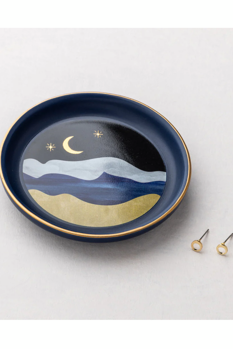 Moonlight/Midnight Blue Jewelry Dish & Stud Earring Set