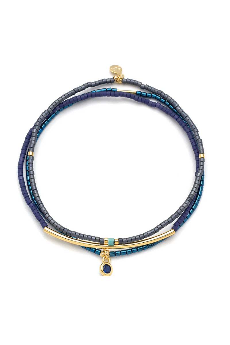Navy/Gold Tonal Chromacolor Miyuki Bracelet Trio