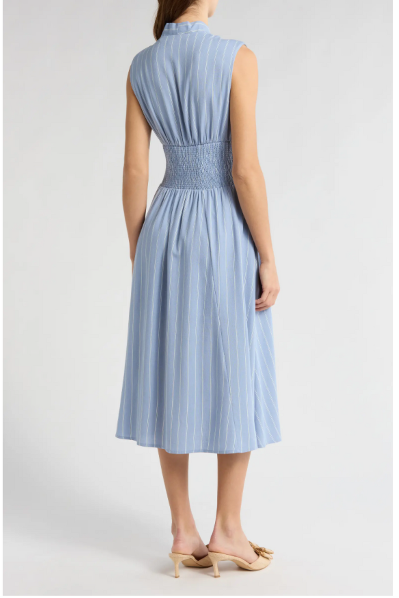 blue and white smocked maxi dress Sky Blue Smocked Maxi Dress Large