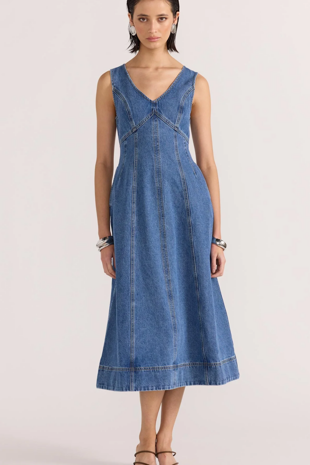 Staple The Label Alden Denim Midi Dress - Denim - Women's M Staple The Label Alden Denim Midi Dress - Denim - Women's M