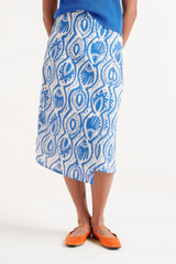 Blue Aquaria Print Midi Skirt