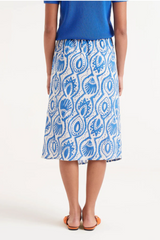 Blue Aquaria Print Midi Skirt