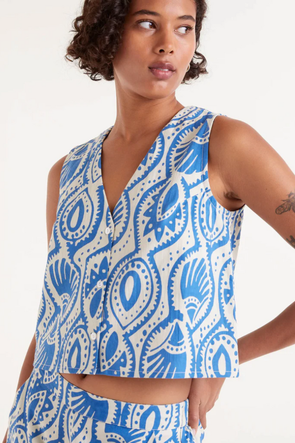 Blue Aquaria Printed Sleeveless Top