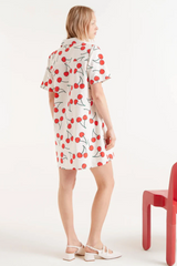 Short Sleeve Cherry Print Mini Dress