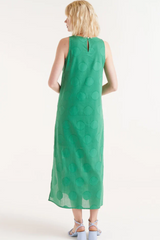 Long Dress with Green Circle Print