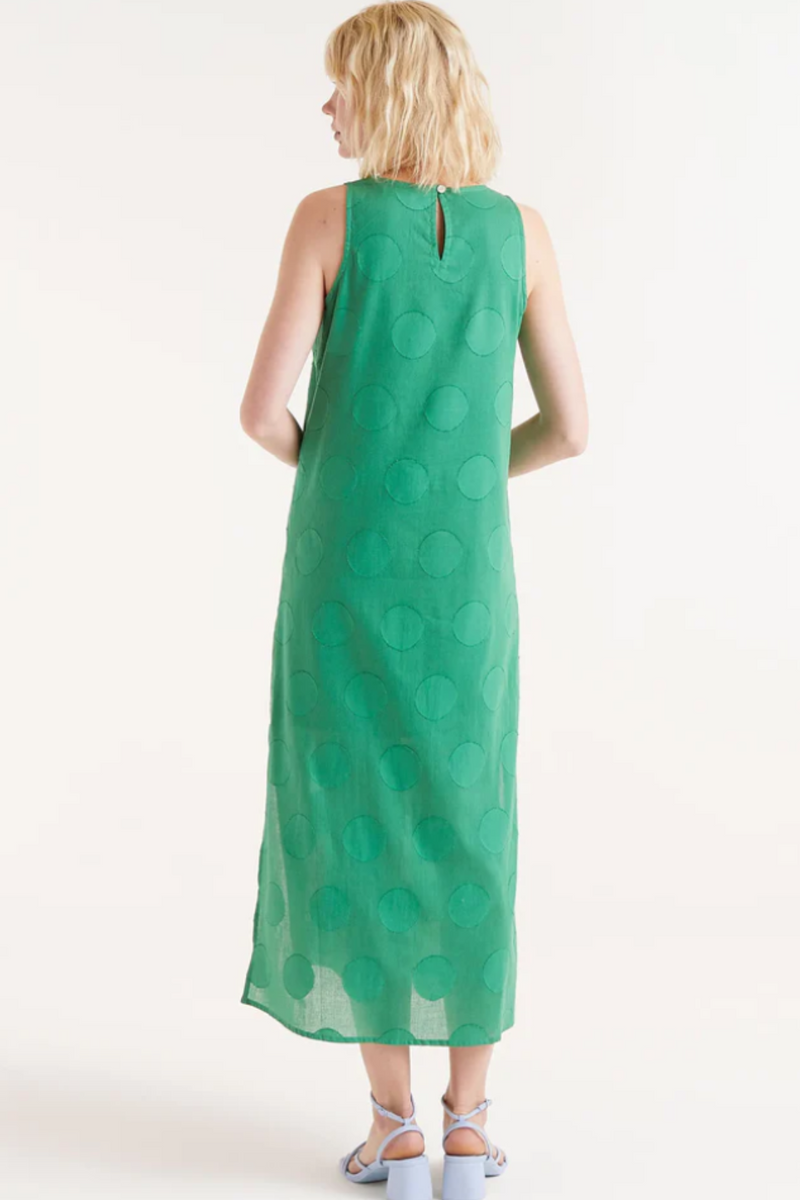 Long Dress with Green Circle Print