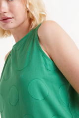Long Dress with Green Circle Print