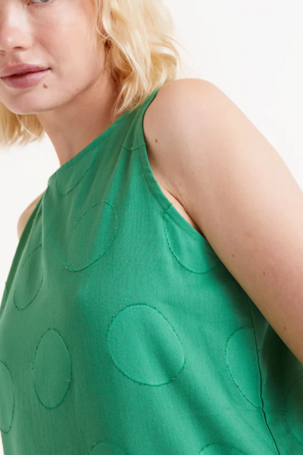 Long Dress with Green Circle Print