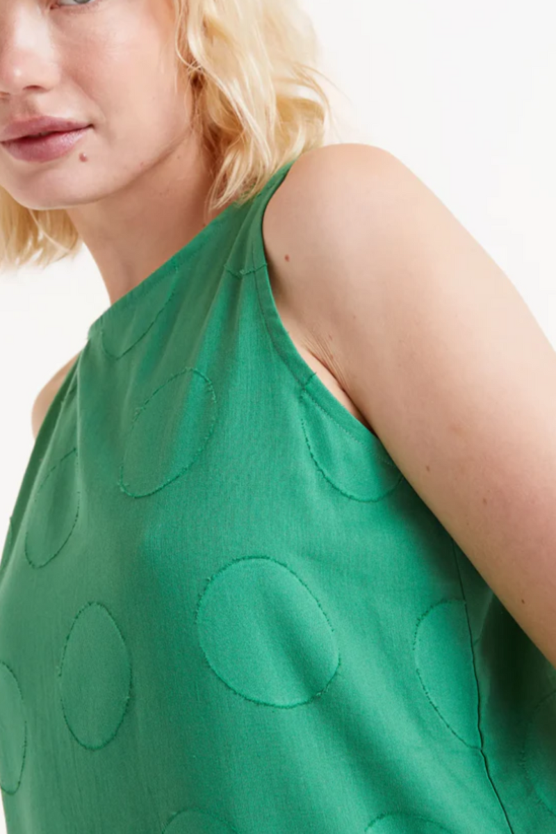 Long Dress with Green Circle Print