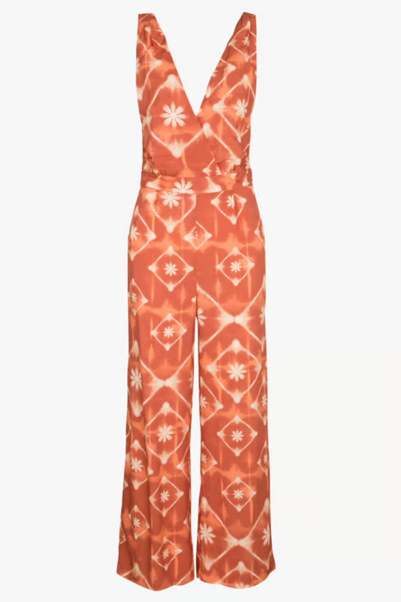 Rust Print Halter Jumpsuit