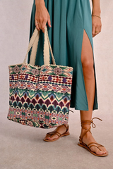 Ethnic Print Canvas Tote Bag
