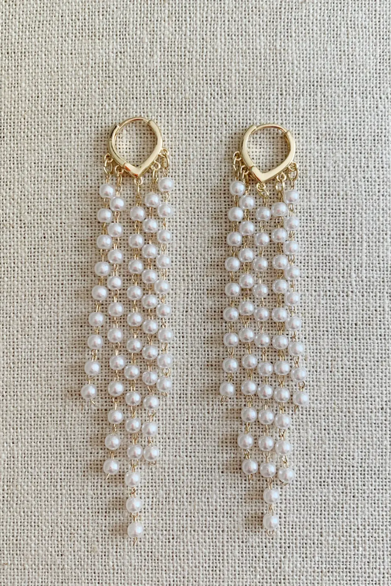 Fola Pearl Fringe Earrings | 18k Gold Plating