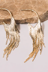 Signe Fringe Chain Hoop Earrings | 18K Gold Plating