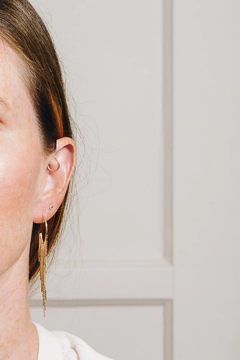 Signe Fringe Chain Hoop Earrings | 18K Gold Plating