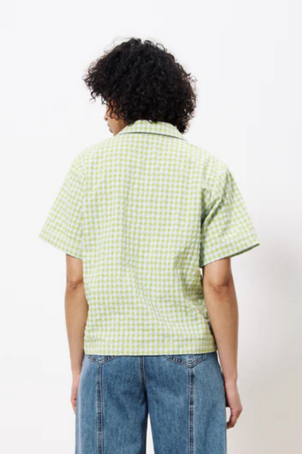 Ilea Lime Button Front Short Sleeve Top