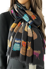Black Cat Print Scarf