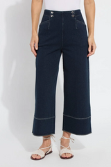 Dion Sailor Crop Palazzo Denim