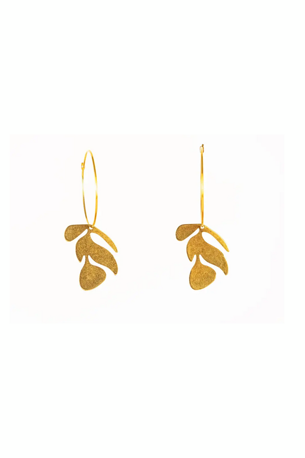 Brass Flower Hoop Earrings