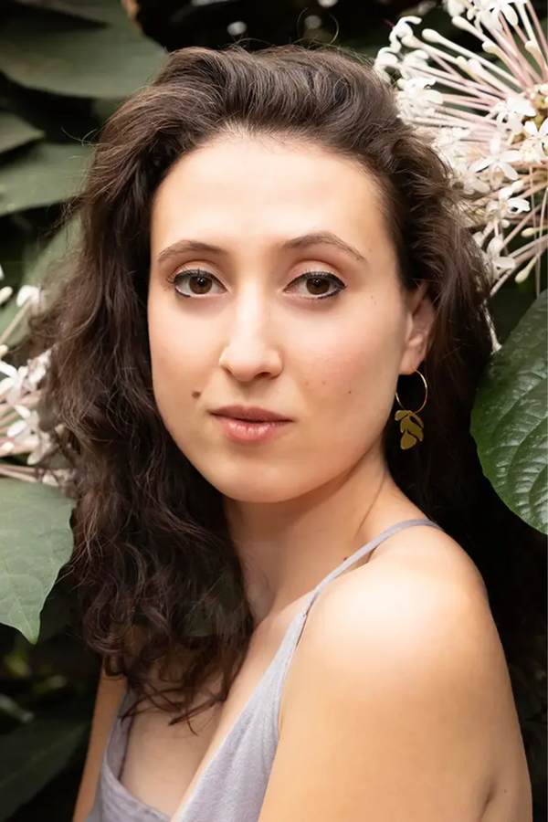 Brass Flower Hoop Earrings