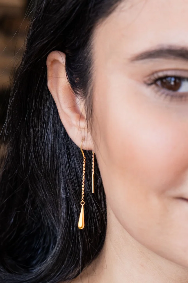Refined Earring Collection - Teardrop Threader/Gold Vermeil