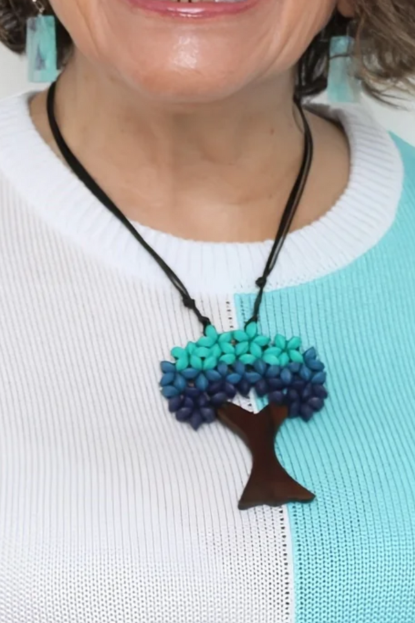 Blue Sycamore Tree Statement Pendant