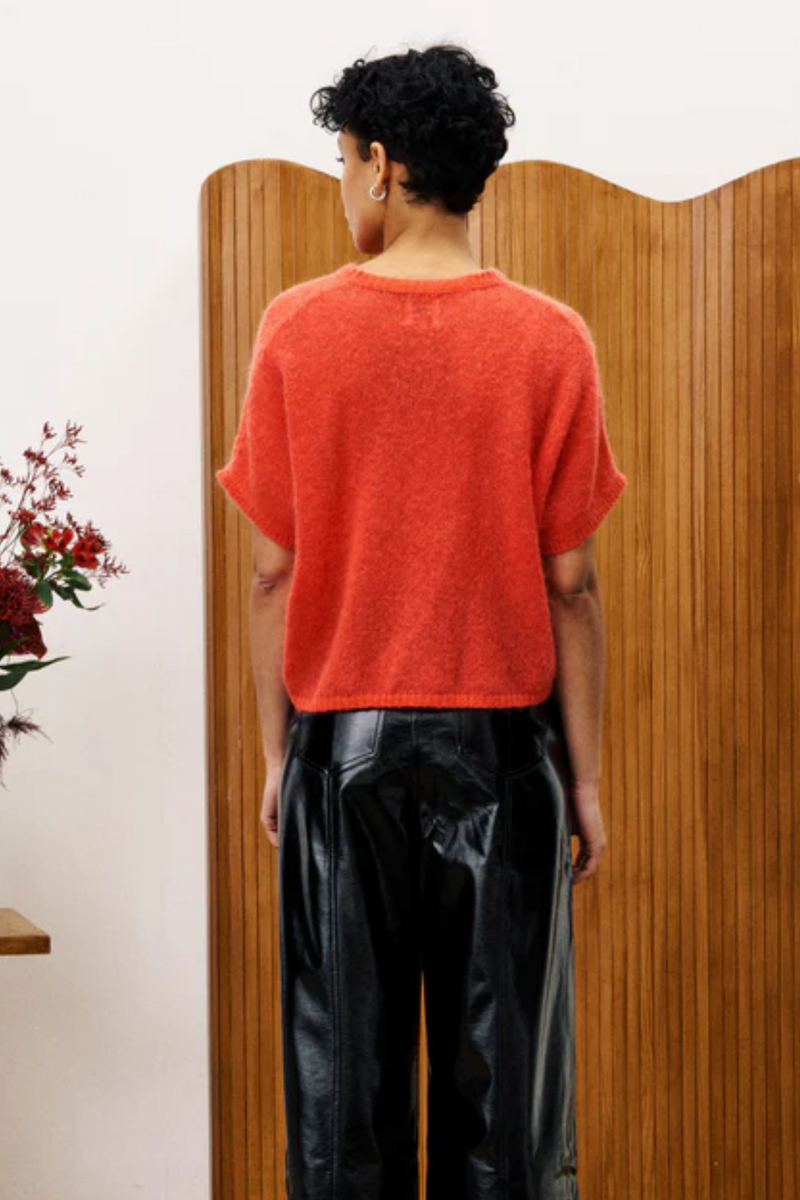 Rouge Short Sleeve Knit Diamond Sweater