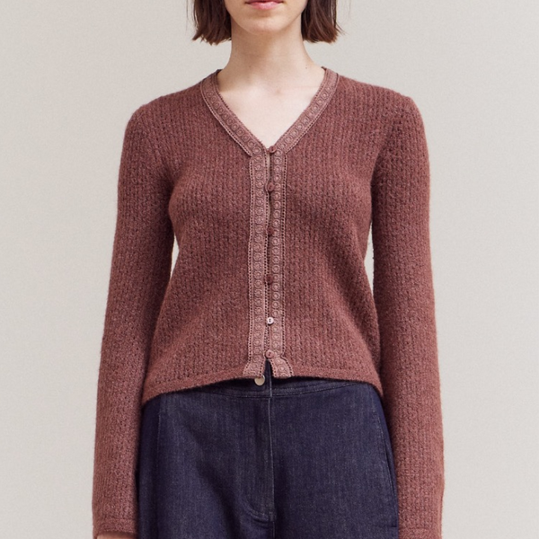 Aubergine Lace Detailed Cardigan – April Blooms