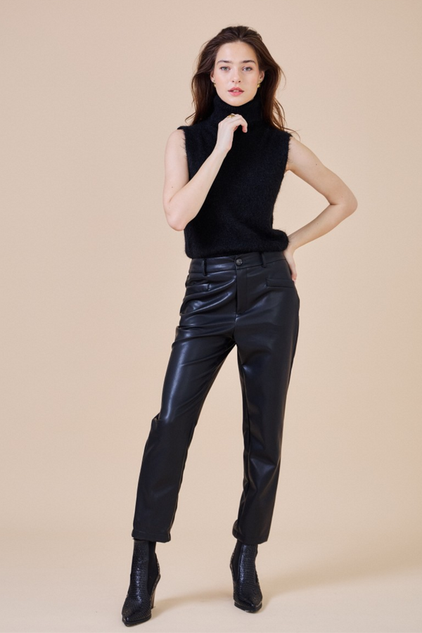 Black Faux Leather Pants