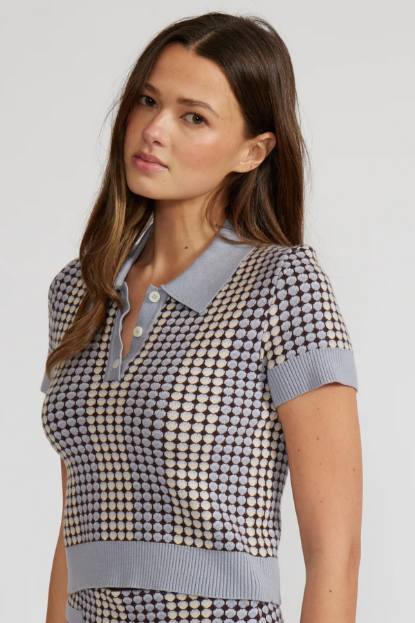 Vivian Blue Multi Knit Top