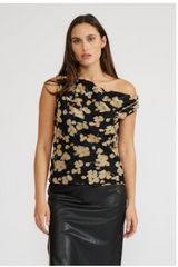 Tilly Black-Beige Floral Top
