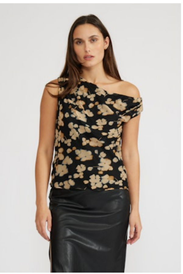 Tilly Black-Beige Floral Top